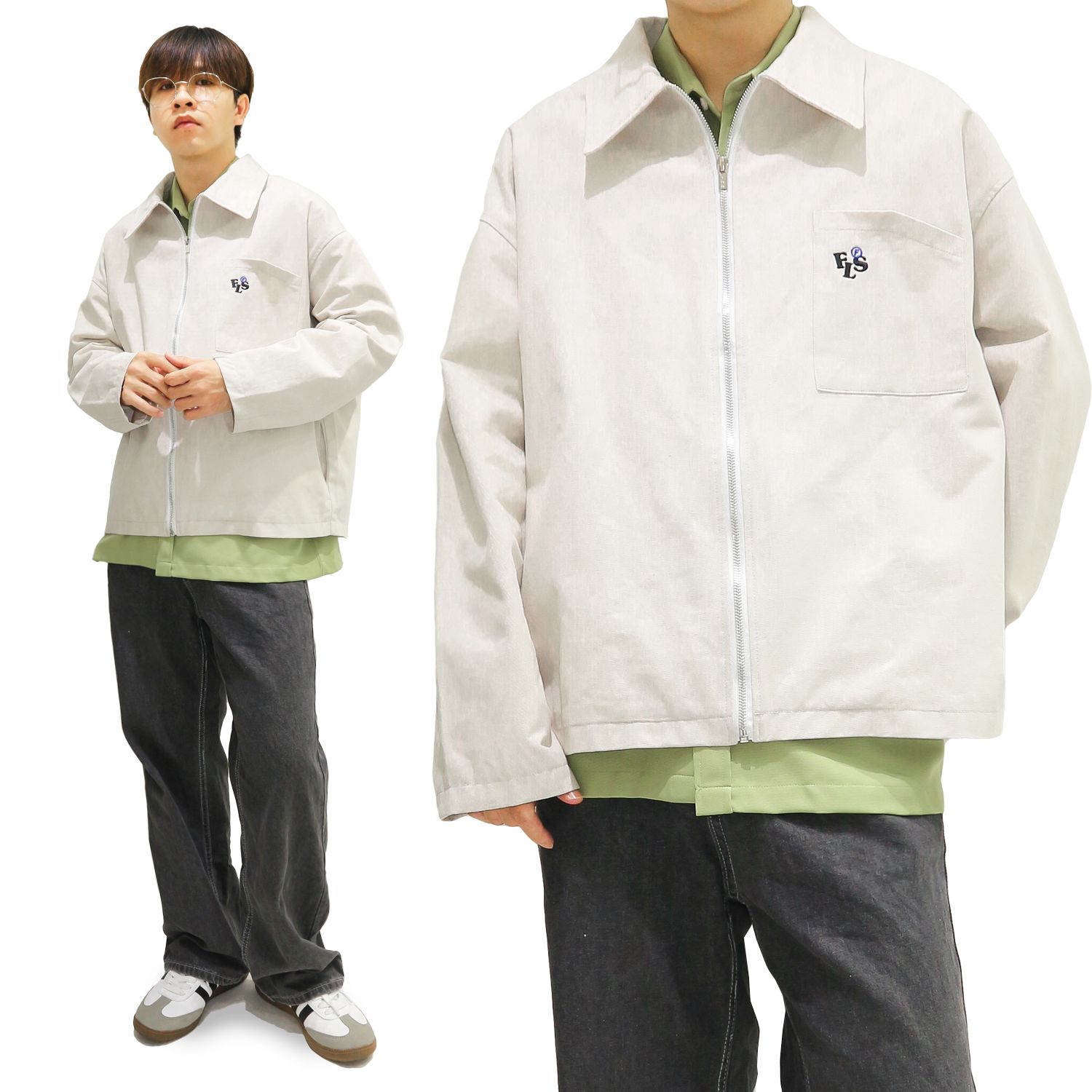FEARLESS FLS kaki zip jacket