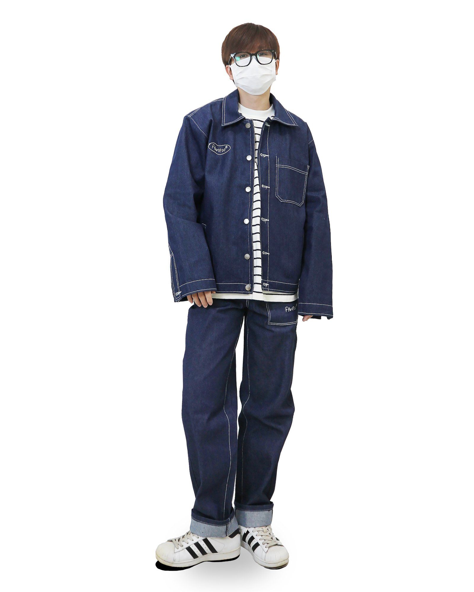 FEARLESS Oval Logo raw denim pant