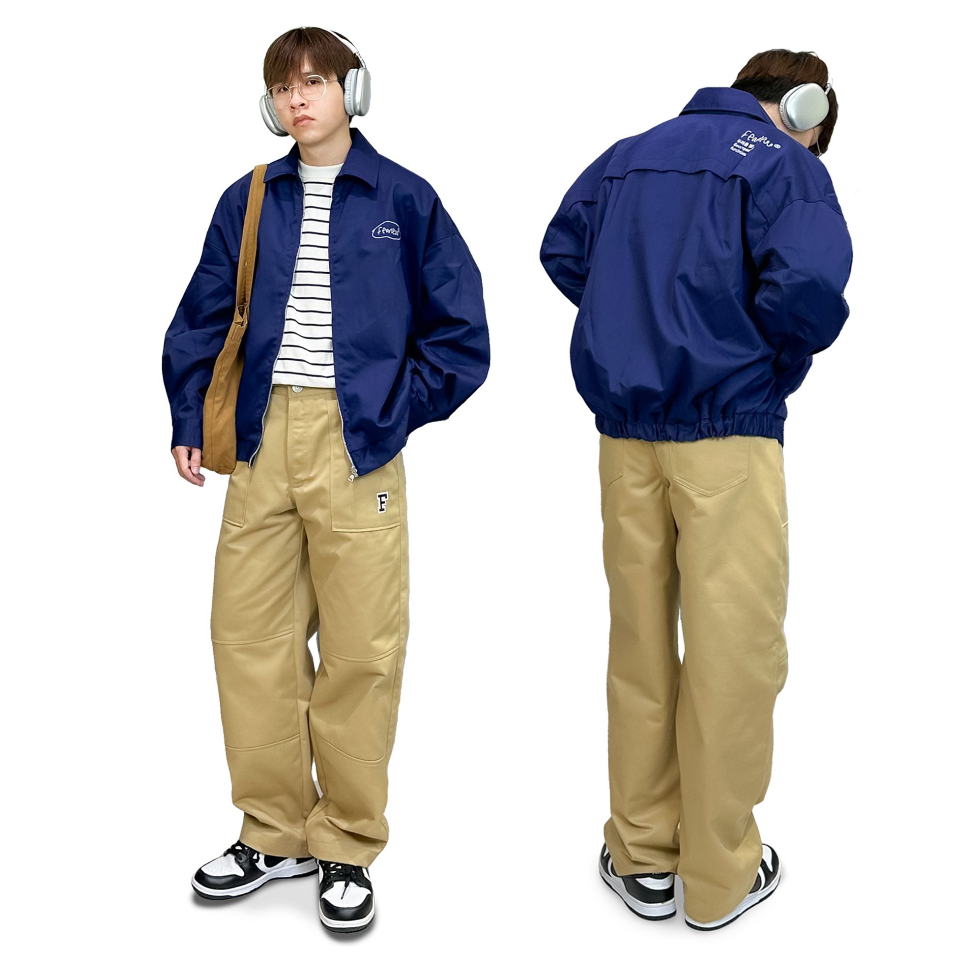FEARLESS Oval Logo kaki zip jacket