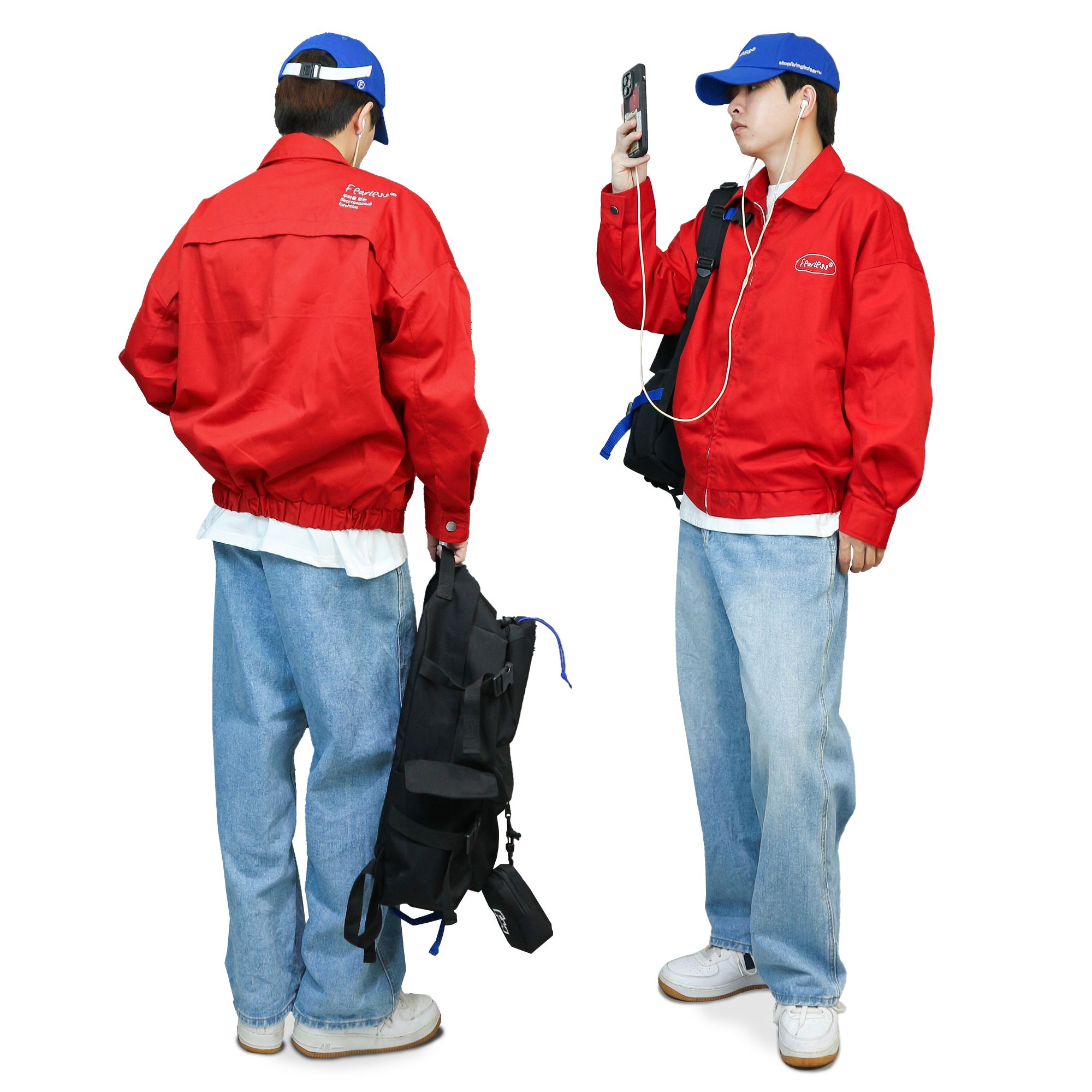FEARLESS Oval Logo kaki zip jacket