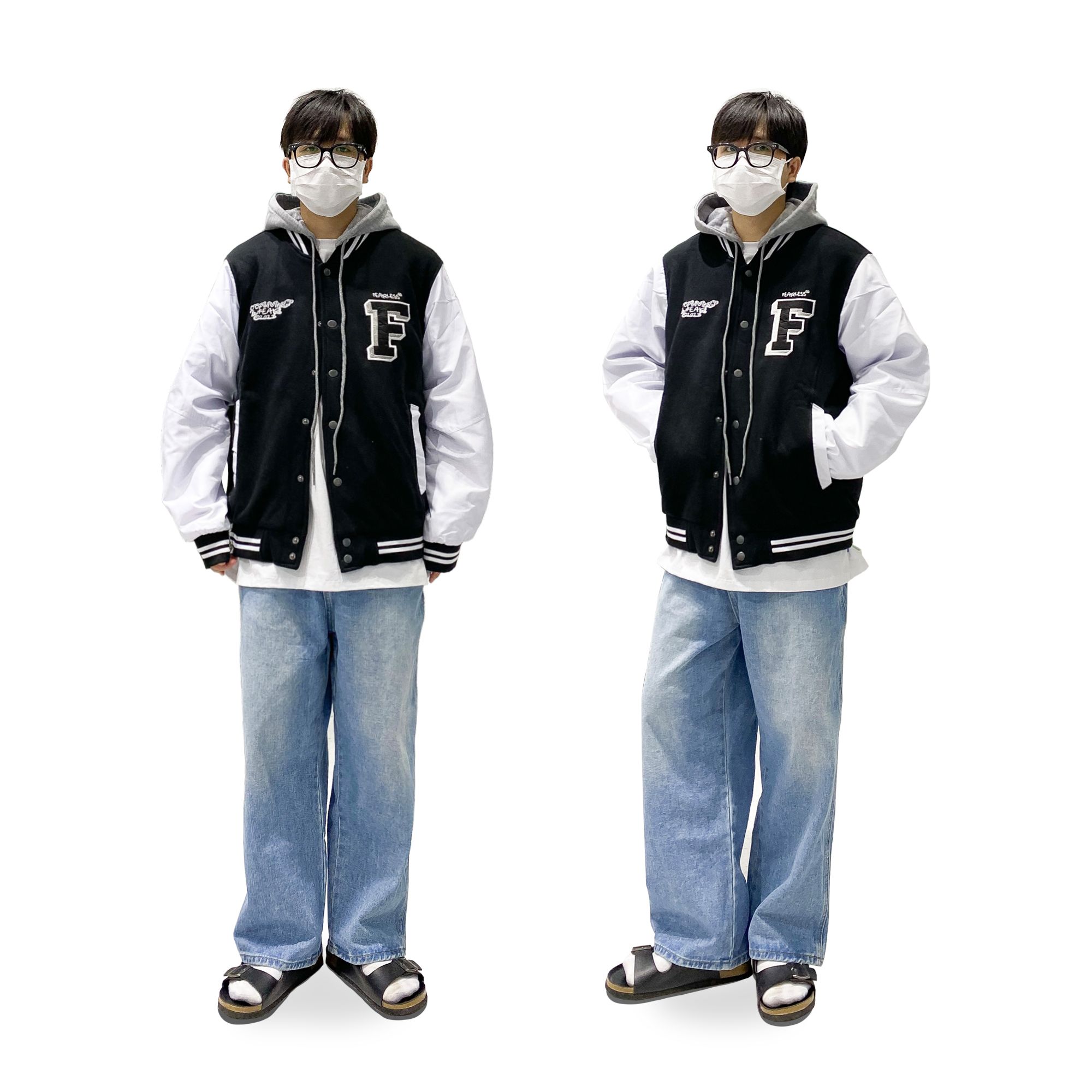 FEARLESS hooded varsity jacket