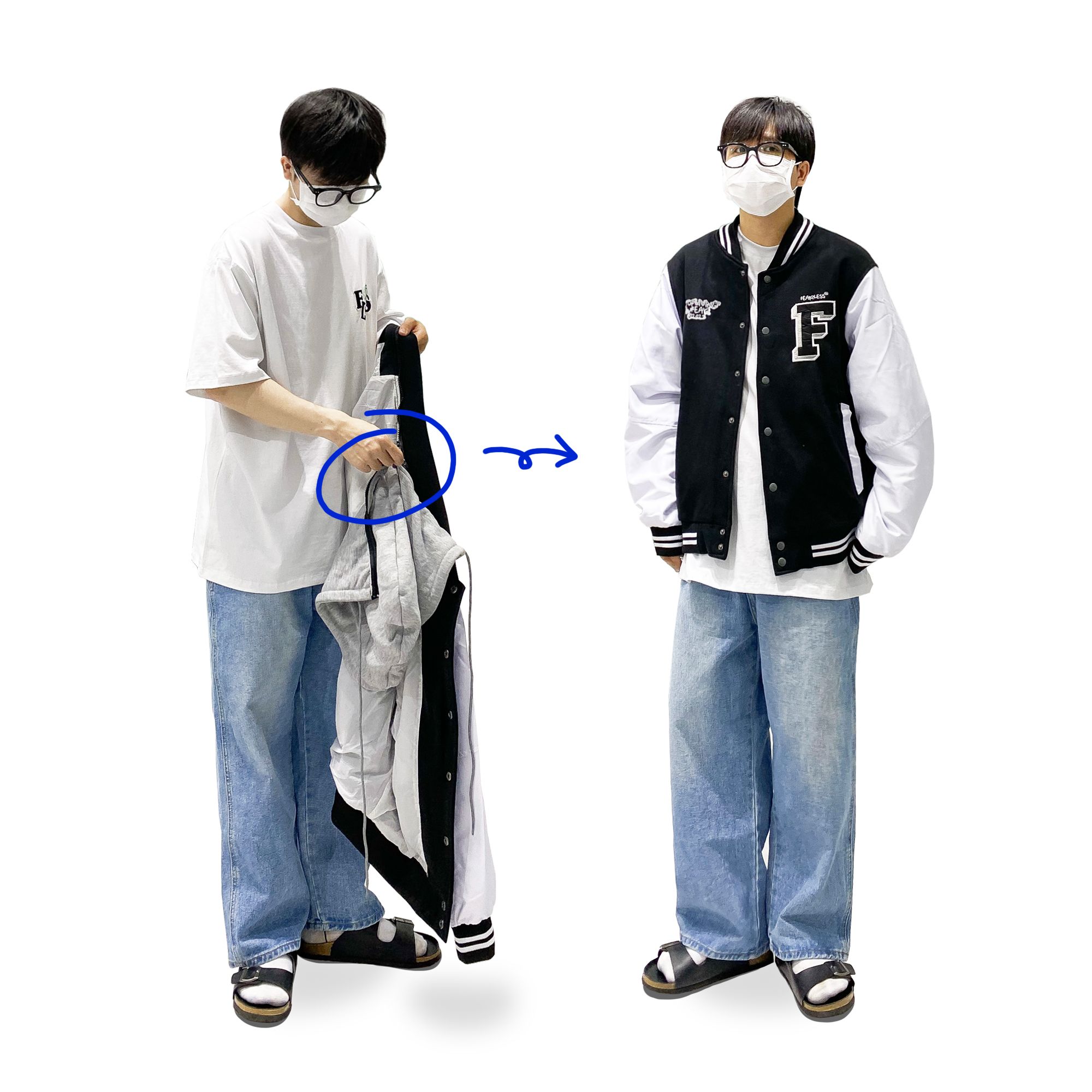 FEARLESS hooded varsity jacket
