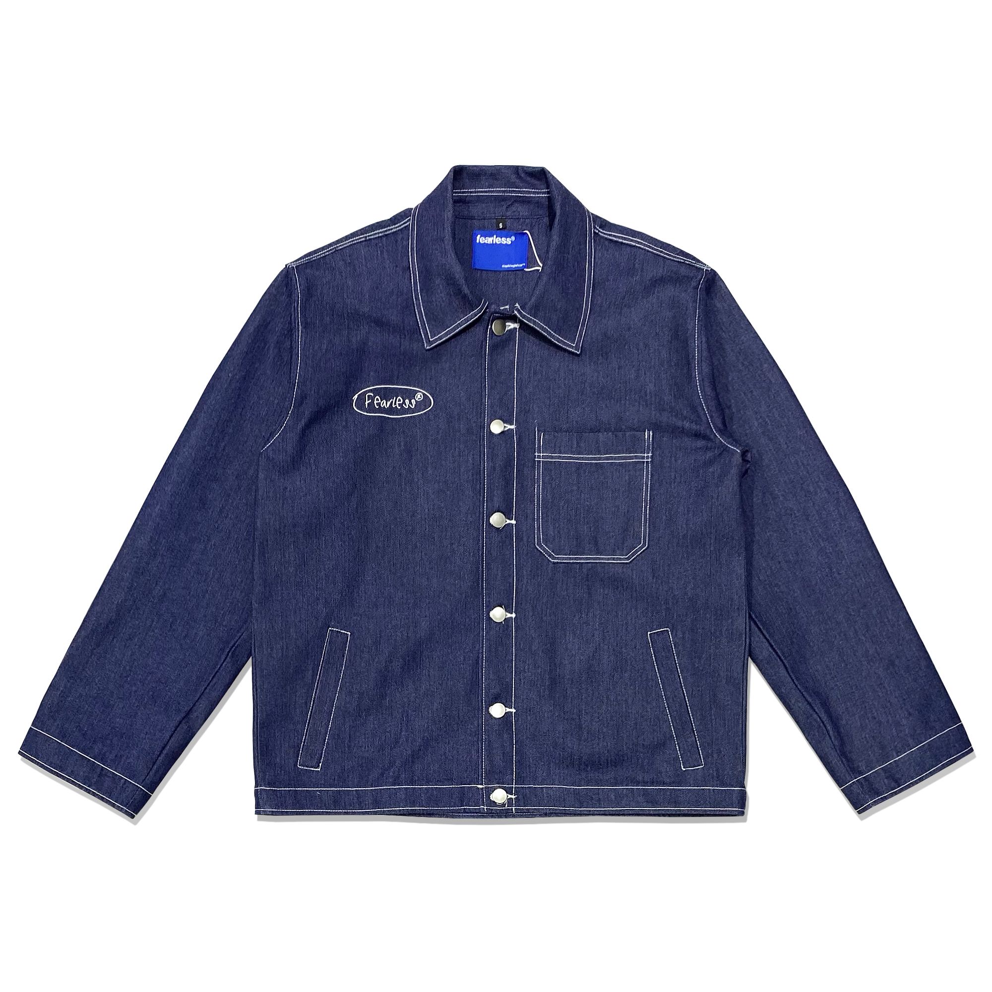 FEARLESS Oval Logo raw denim jacket