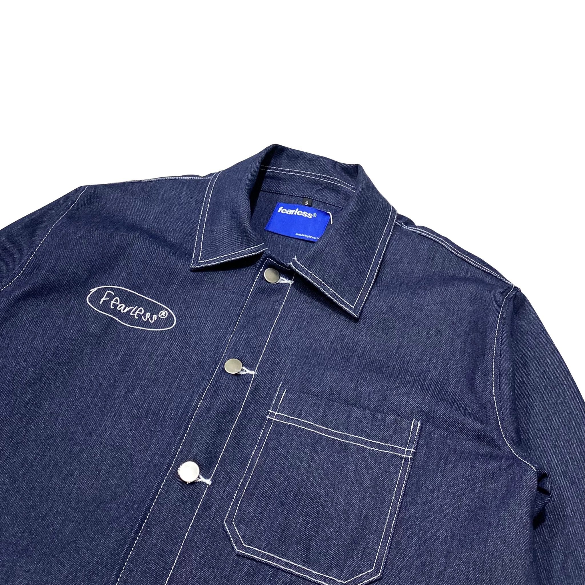 FEARLESS Oval Logo raw denim jacket