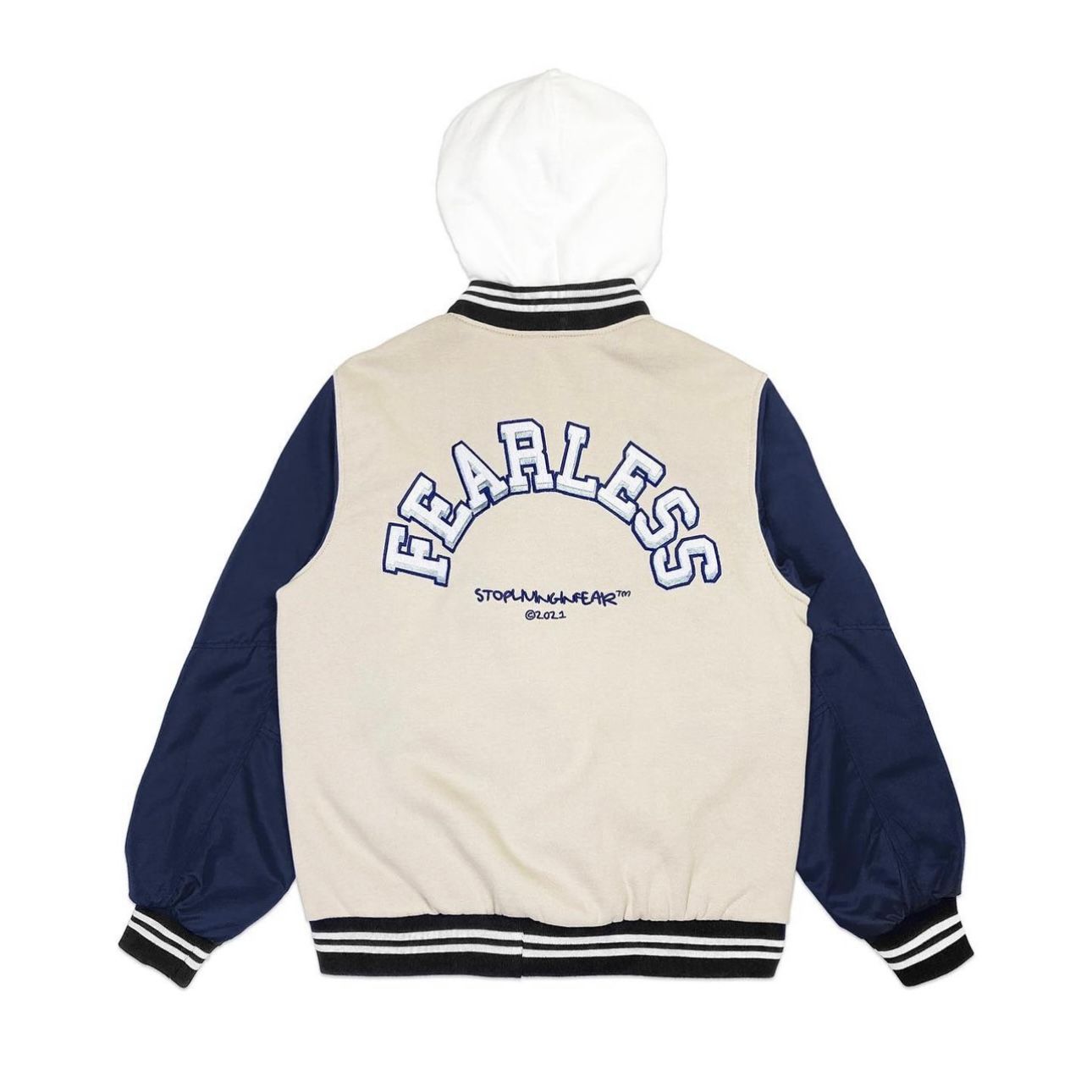FEARLESS hooded varsity jacket