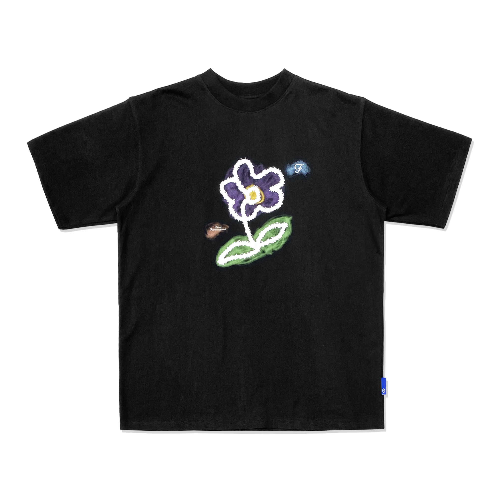 FEARLESS Flower artwork black tee