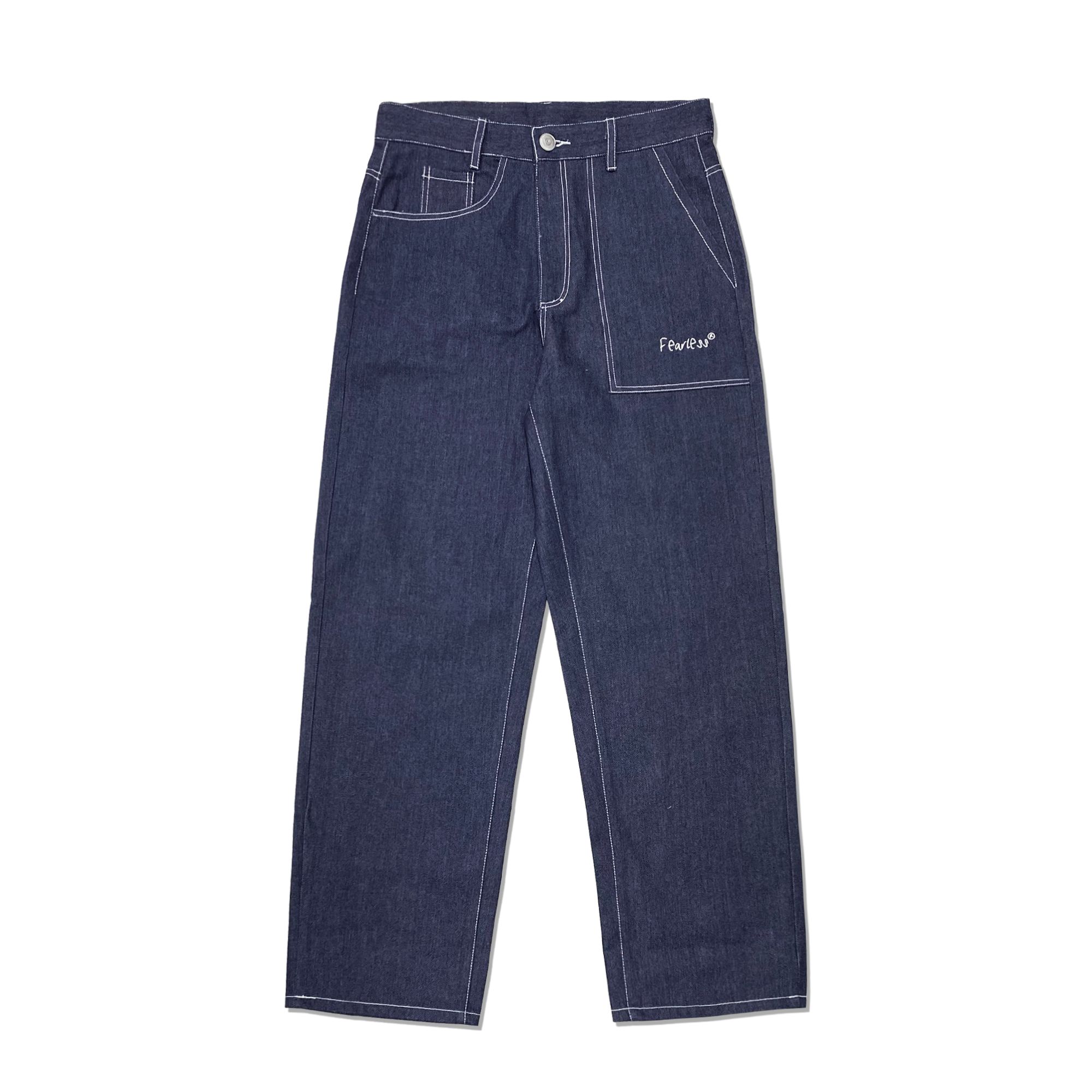 FEARLESS Oval Logo raw denim pant