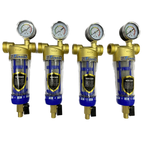 Bộ Lọc Nước Thô Đầu Nguồn Ren 34 Kèm Đồng Hồ Áp