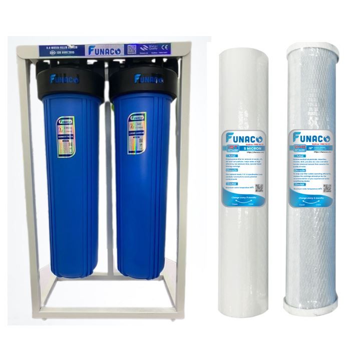 Lọc Nước Đầu Nguồn 2 Cấp Biglue 20inch Funaco (Xanh - Kèm Khung)