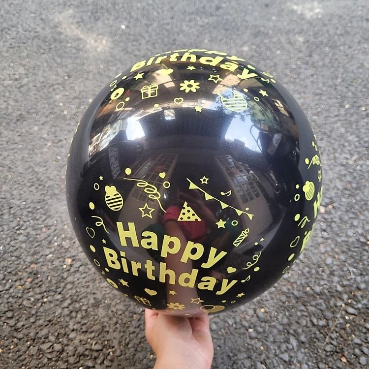  10 bong bóng trang trí in Happy Birthday - màu đen 