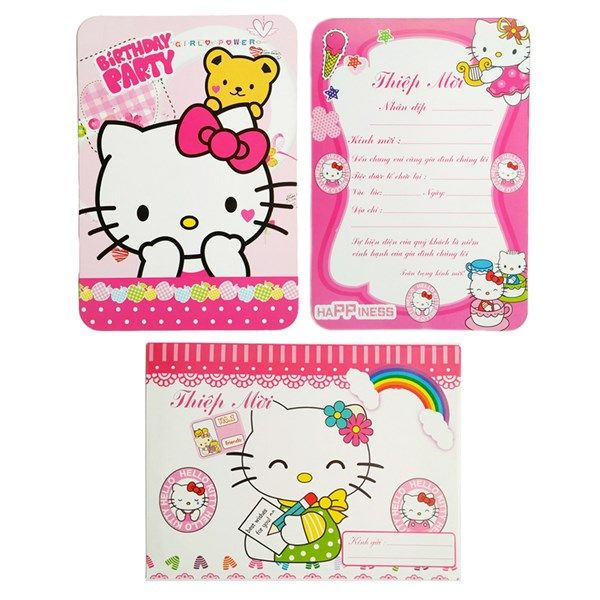 Combo 10 thiệp mời sinh nhật hello kitty