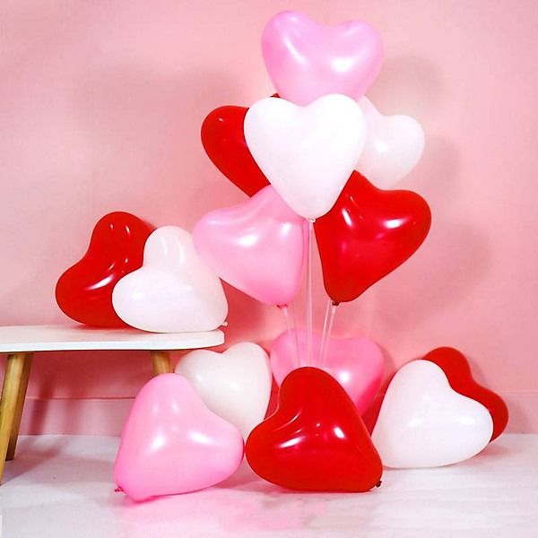 20 bong bóng hình trái tim mix đỏ - hồng - trắng
