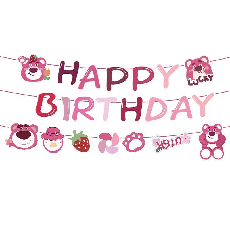 Dây chữ Happy Birthday hình gấu dâu