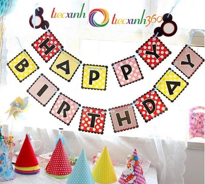 Dây treo chữ Happy Birthday chủ đề mickey