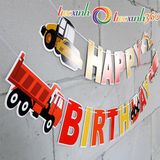  Dây chữ Happy Birthday trang trí sinh nhật hình xe cơ giới 