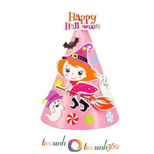 NÓN GIẤY HÓA TRANG HALLOWEEN - Phù thủy hồng