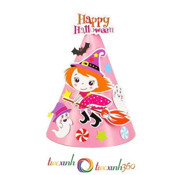 NÓN GIẤY HÓA TRANG HALLOWEEN - Phù thủy hồng