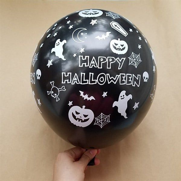  10 bong bóng cao su trang trí Halloween-Màu đen 