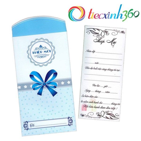 10 thiệp mời nơ - Xanh