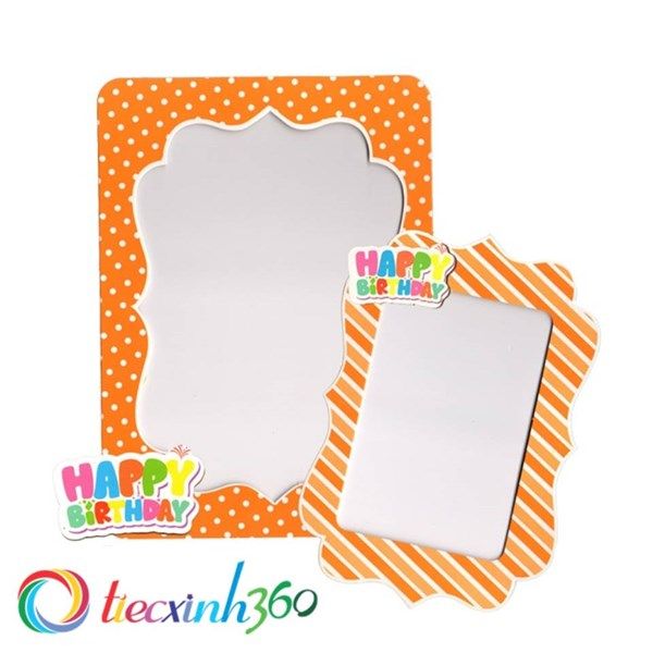 2 khung hình giấy để bàn trang trí sinh nhật - Cam