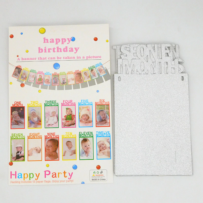 Dây banner giấy kim tuyến treo ảnh 12 tháng