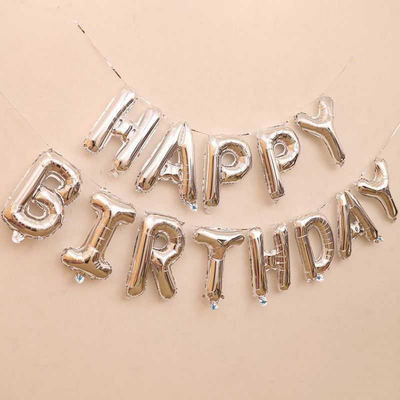 Bong bóng chữ Happy Birthday - Bạc