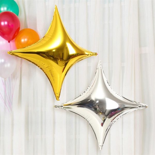 Bong bóng hình sao 4 cánh 60cm (2 cái) - Bạc