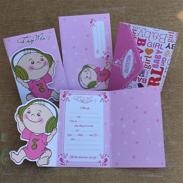  5 thiệp mời sinh nhật Cute Baby Girl 