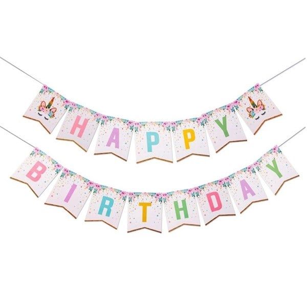 Dây chữ Happy Birthday chủ đề Unicorn trang trí sinh nhật