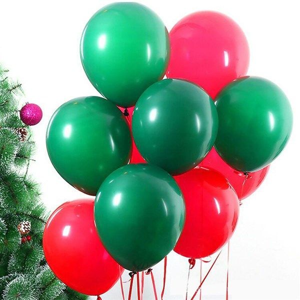  20 bong bóng cao su màu đỏ và xanh lá trang trí Noel 