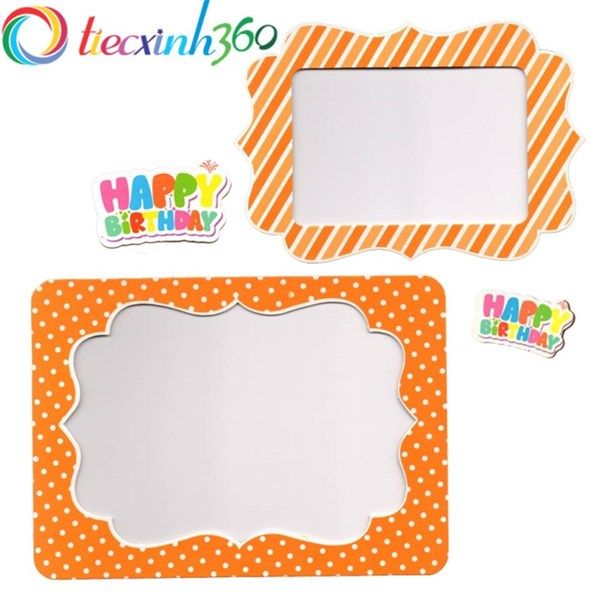 2 khung hình giấy để bàn trang trí sinh nhật - Cam