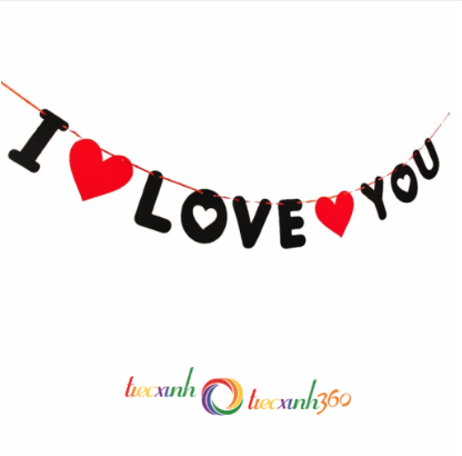 Dây treo chữ I LOVE YOU vải nỉ