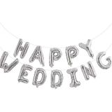  Bong bóng chữ Happy Wedding - bạc 