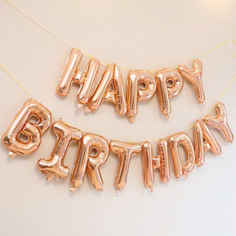 Nhân bản từ Bong bóng chữ Happy Birthday - Vàng hồng