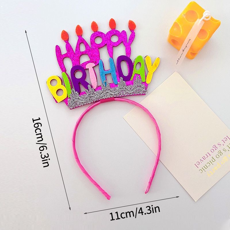  Cài tóc sinh nhật chữ Happy Birthday kim tuyến (hồng nến) 