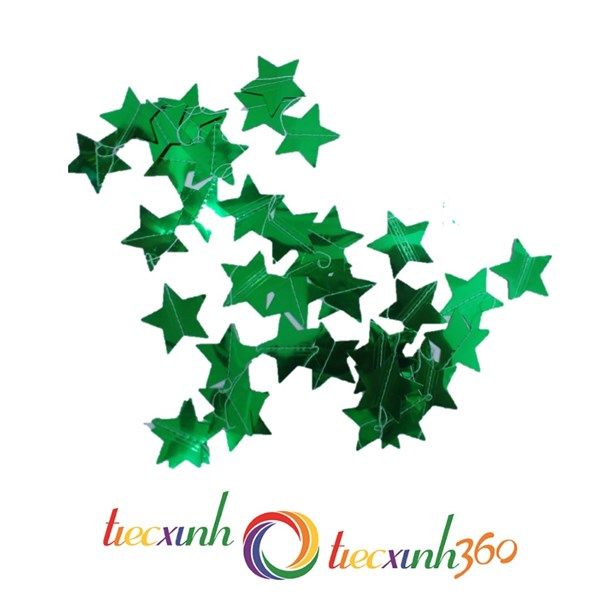 Dây garland trang trí hình ngôi sao ép kim - Xanh lá