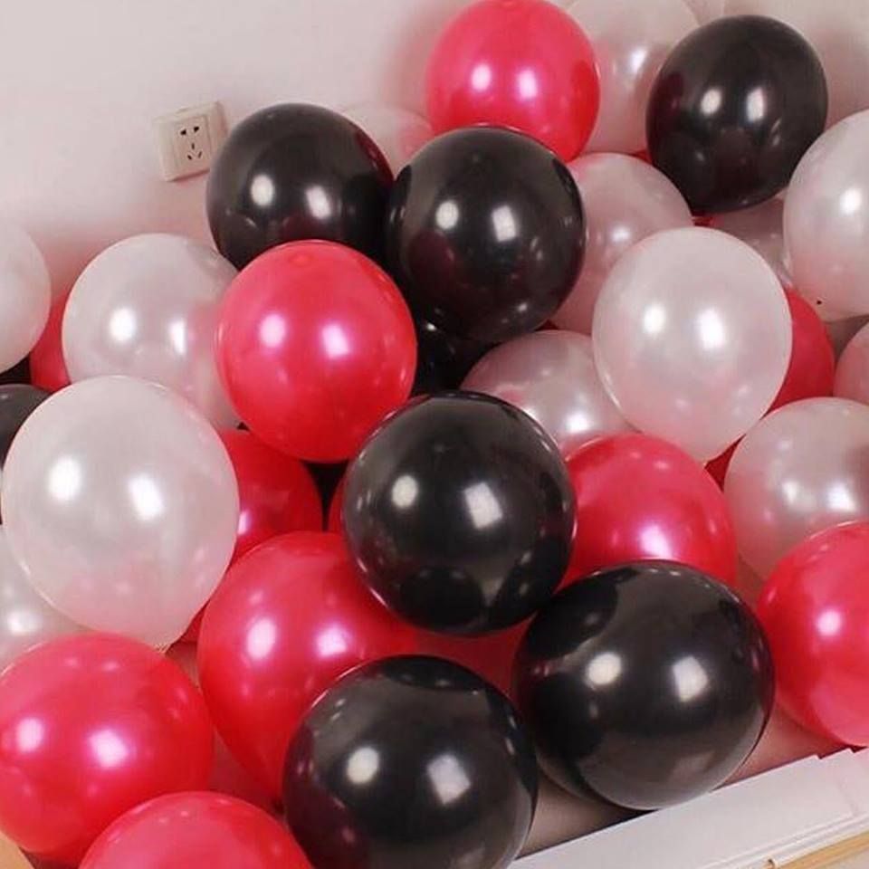 30 bong bóng mix màu đỏ - trắng - đen