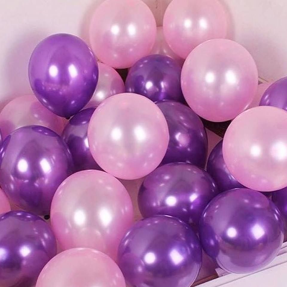 30 bong bóng mix màu hồng - tím (nhũ)