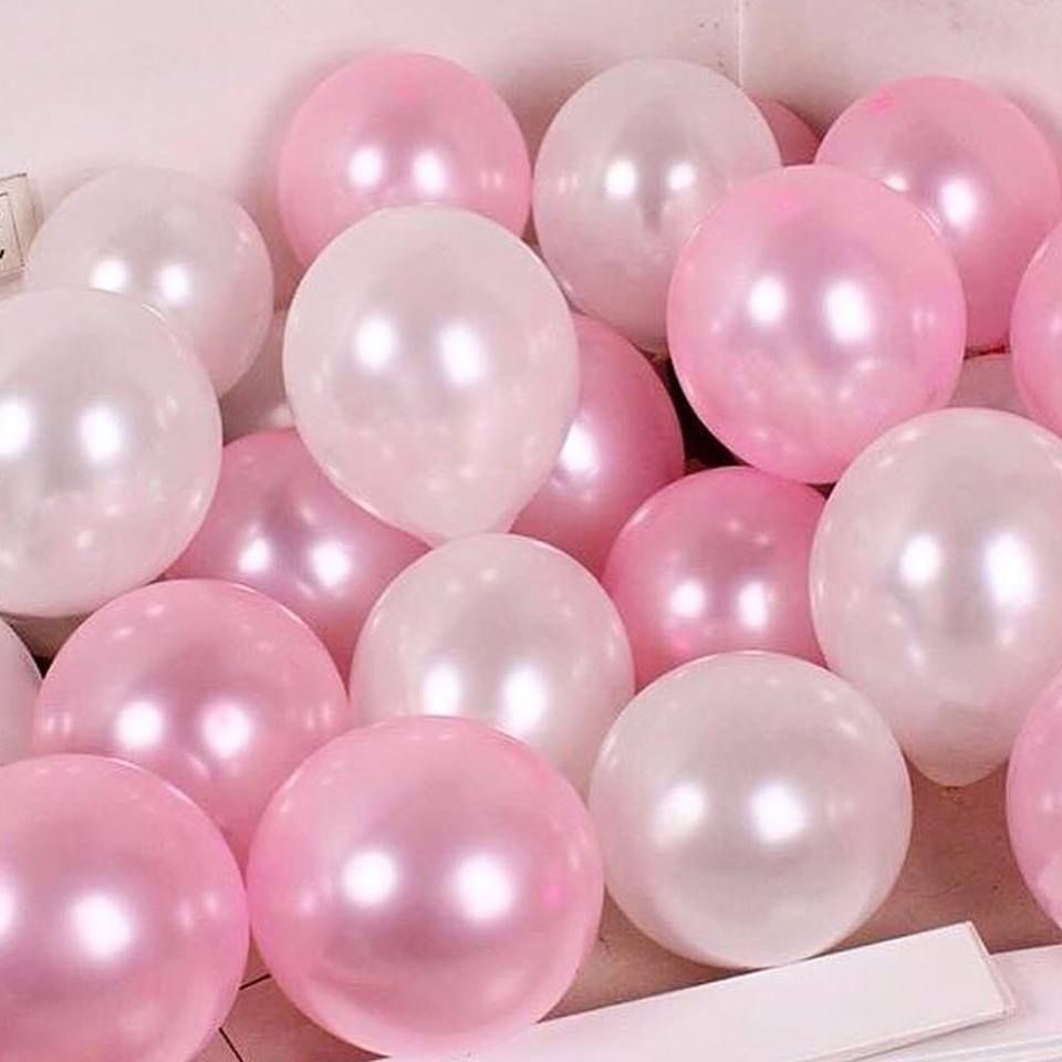 30 bong bóng mix tông màu hồng - trắng (nhũ)