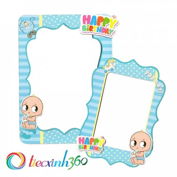2 khung hình giấy để bàn trang trí sinh nhật cho bé - Xanh (Boy)