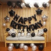 Set bong bóng trang trí sinh nhật Happy Birthday màu đen