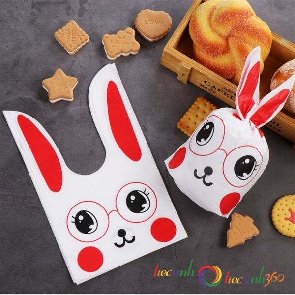 10 TÚI QUÀ CỘT TAI SMILE BUNNY ĐEO KÍNH- HỒNG