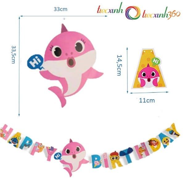 Dây treo Happy Birthday chủ đề Baby Shark