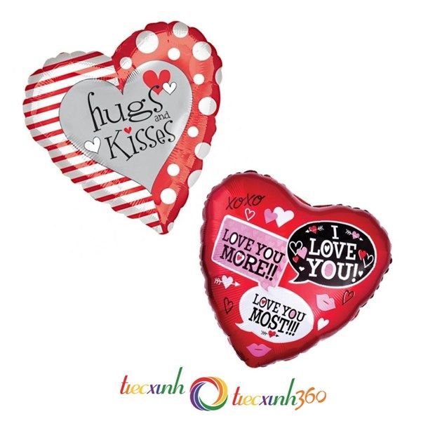 Combo 2 bong bóng trang trí hình trái tim I love You - Mẫu 01