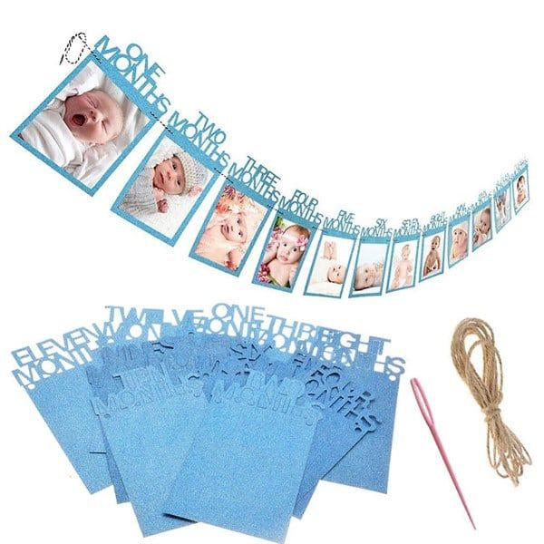 Dây banner giấy kim tuyến treo ảnh 12 tháng