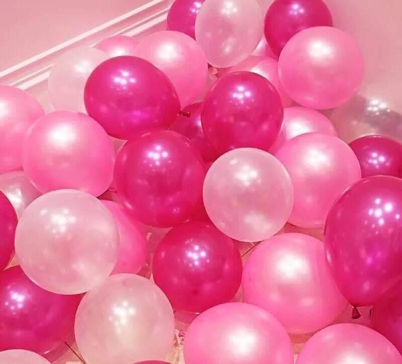 30 bong bóng mix màu hồng đậm-nhạt-trắng (nhũ)