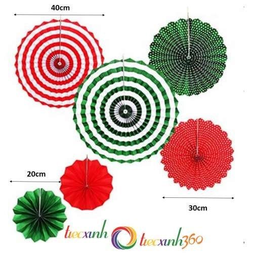 BỘ 6 QUẠT GIẤY TRANG TRÍ GIÁNG SINH