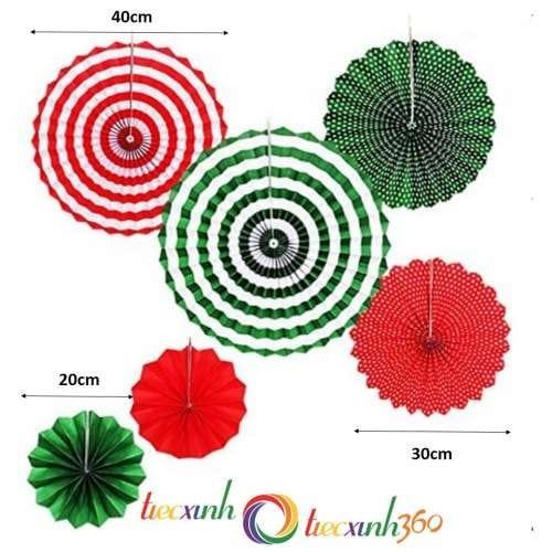 BỘ 6 QUẠT GIẤY TRANG TRÍ GIÁNG SINH