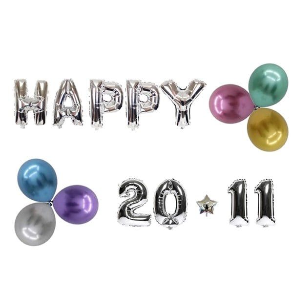 Combo bong bóng trang trí ngày nhà giáo Happy 20-11 (chọn màu) - Bạc