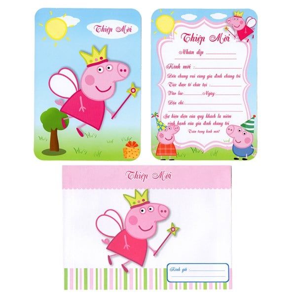  Combo 10 thiệp mời sinh nhật heo Peppa 